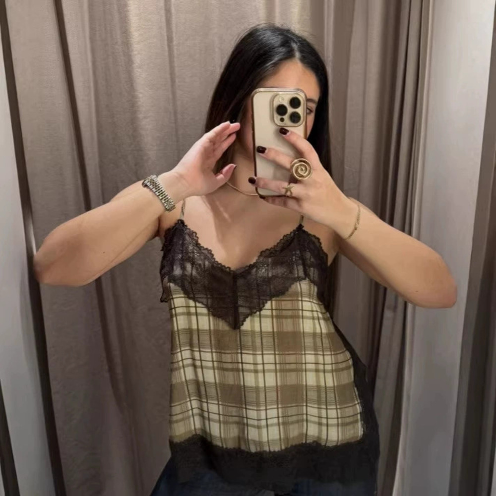 ZARA Summer Simple Versatile Plaid Camisole Top